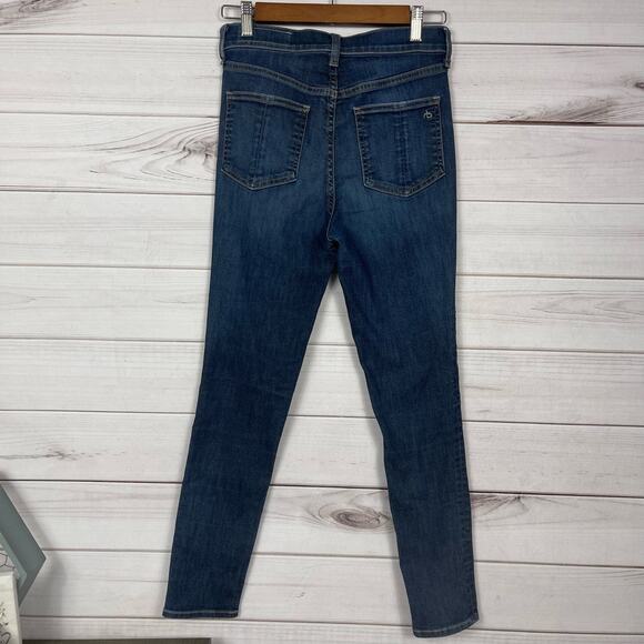 Rag and Bones High Rise‎ Ankle Skinny Medium Dark Wash Jeans Size 27 - Picture 6 of 7